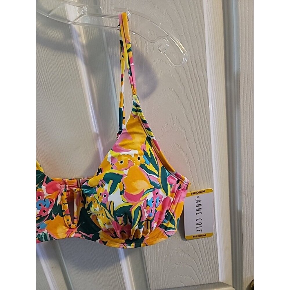 Anne Cole Bikini Top Floral Medium. Upf 50. NWT - Picture 3 of 12